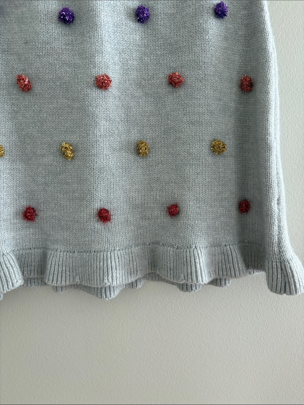 Cozy Knit A-Line Skirt in Light Gray with Multicolor Pom-Dot Accents NWOTS - Picture 4 of 11